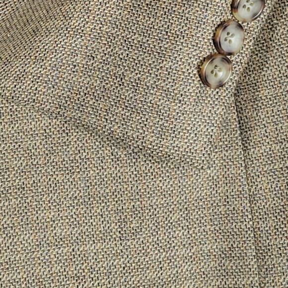 Oscar De La Renta Silk Wool Sport Coat Mens 42R Tan Gold Weave Three Button - Picture 4 of 13